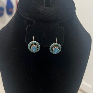 Chic Gold and Blue Stud Earrings